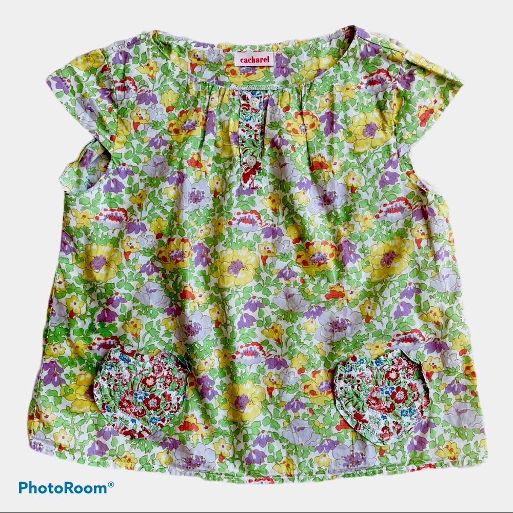 CACHAREL TOP DRESS GIRLS 2T FLORAL FRENCH DESIGNER PATCHWORK COTTAGECORE…